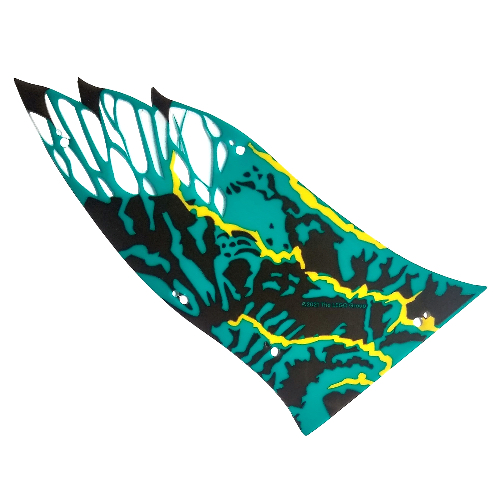 Lego Wing, Right, Banshee, Large, Black and Dark Turquoise Scales, Yellow Trim Print / Trans-Clear