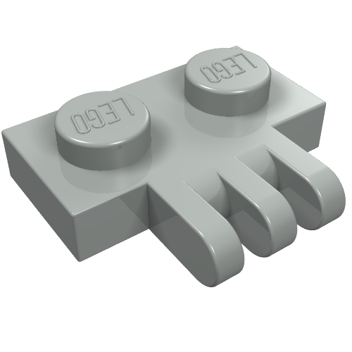 Lego Hinge Plate 1 x 2 with 3 Fingers On Side / Light Gray