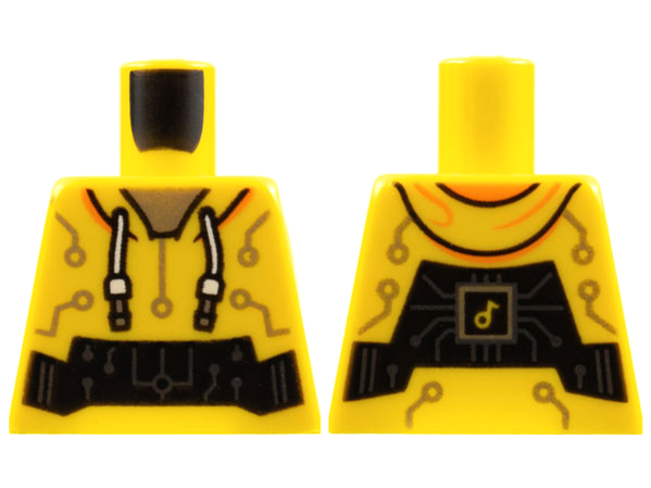 Lego Torso Hoodie, Silver Neck and Circuitry Pattern / Yellow