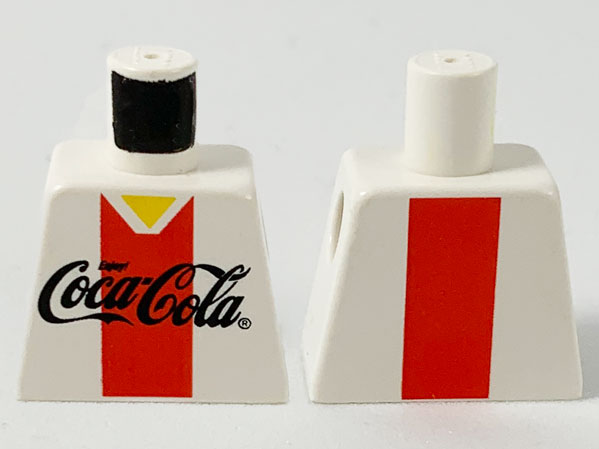 Lego Torso Coca-Cola Logo with V-Neck Shirt and Red Stripe Pattern