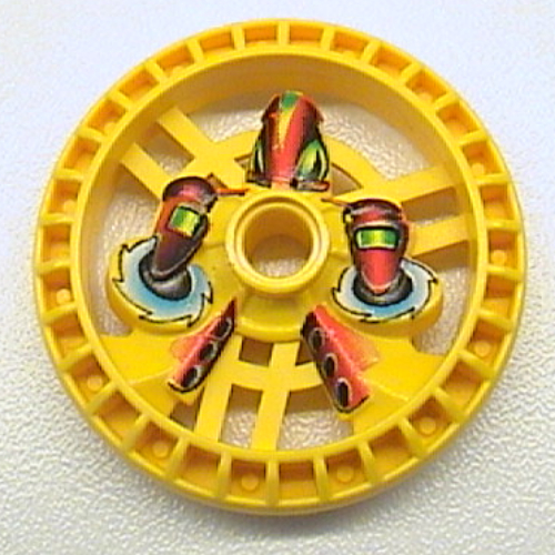 Lego Technic Disc 5 x 5 Notched, Twin Saw Print / Yellow