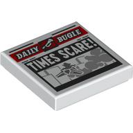 Lego Tile 2 x 2 with Newspaper Daily Bugle 'TIMES SCARE!' Print / White