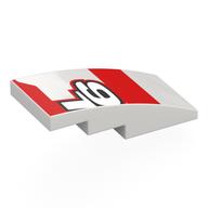 Lego Brick Curved 4 x 2 No Studs with 'L' '6', Red Shapes Print / White