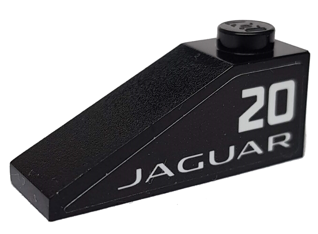 Lego Slope 33 3 x 1 with White Number 20 and 'JAGUAR' on Black Background Pattern Model Right Side (Sticker) - Set 76898