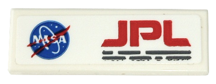 Lego Tile 1 x 3 with Blue and Red NASA and JPL Logos and Black Text Pattern (Sticker) - Set 42158 / White