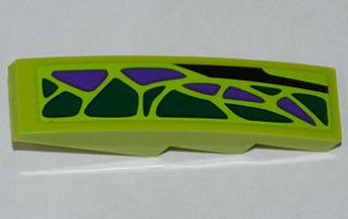 Lego Slope, Curved 4 x 1 with 8 Green Scales and 5 Purple Scales Pattern Model Left (Sticker) - Set 9443
