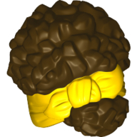 Lego Hair Coiled, Tied Up with Ribbon, Yellow Pattern / Dark Brown