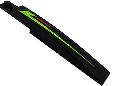 Lego Slope, Curved 10 x 1 with Lime and Red Stripes Pattern Model Right Side (Sticker) - Set 60114 / Black
