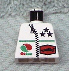 Lego Torso Octan Logo and 3 Stars and Zipper Pattern / White