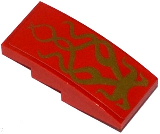 Lego Slope, Curved 4 x 2 with Gold Swirls Pattern (Sticker) - Set 70728