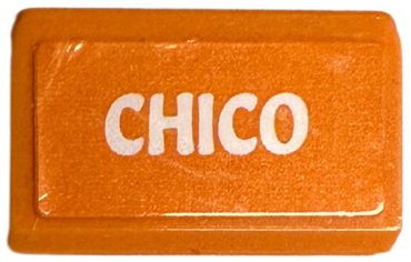 Lego Slope 30 1 x 2 x 2/3 with White 'CHICO' Pattern (Sticker) - Set 41718