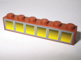 Lego Brick 1 x 6 with 6 Yellow Windows Pattern (Sticker) - Set 10144