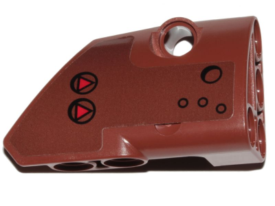 Lego Technic, Panel Fairing # 2 Small Smooth Short, Side B with Black Circles and Red Triangles Pattern (Sticker) - Set 75532 / Reddish Brown