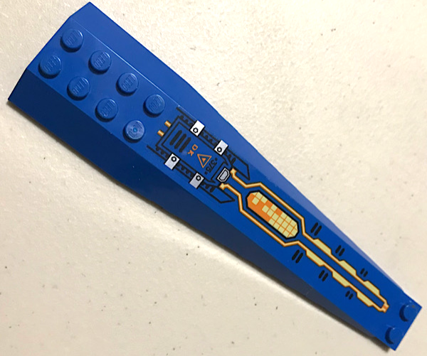 Lego Wedge 16 x 4 Triple Curved with Reinforcements with Black '375', Orange 'DK', Triangle and Circuitry Pattern (Sticker) - Set 70357
