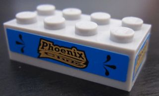 Lego Brick 2 x 4 with 'Phoenix Club' Pattern on Three Sides (Stickers) - Set 8147 / Light Bluish Gray
