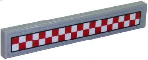 Lego Tile 1 x 6 with Red and White Checkered Pattern (Sticker) - Set 70910 / Light Bluish Gray