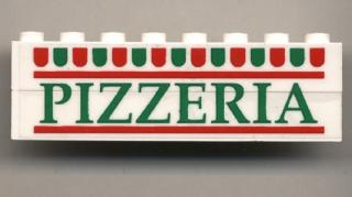 Lego Stickered Assembly 8 x 1 x 2 with 'PIZZERIA' Pattern (Sticker) - Set 6350