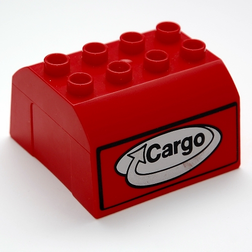 Lego Duplo Train Cab Upper Section, with 'Cargo' Print / Red