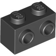Lego Brick Special 1 x 2 with 2 Studs on 1 Side / Black