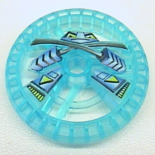 Lego Technic Disc 5 x 5 Notched, Ninja Print / Trans-Light Blue