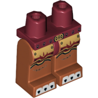 Lego Hips and Dark Orange Legs with Dark Red and Gold Armor, Gold Belt Buckle and White Claws Print
