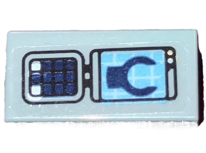 Lego Tile 1 x 2 with Dark Blue Keypad and Minifigure Hand on Screen Pattern (Sticker) - Set 76192