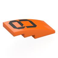 Lego Brick Curved 4 x 2 No Studs with Digital Black '8' Print / Orange