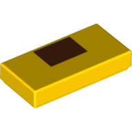 Lego Tile 1 x 2 with Brown Square Print