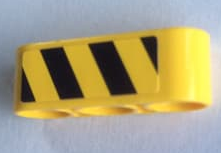 Lego Technic, Liftarm Thick 1 x 3 with Black and Yellow Danger Stripes Pattern Model Left Side (Sticker) - Set 8264