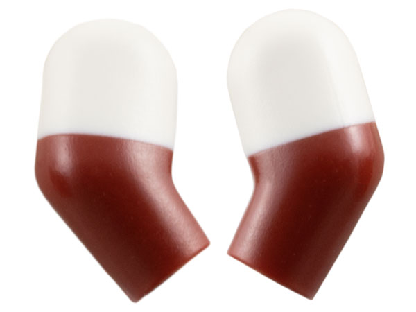 Lego Arm, (Matching Left and Right) Pair with Molded White Short Sleeves  Pattern / Dark Red
