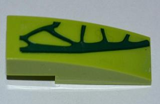 Lego Slope, Curved 3 x 1 with 4 Lime Scales Pattern Model Right Side (Sticker) - Set 9558