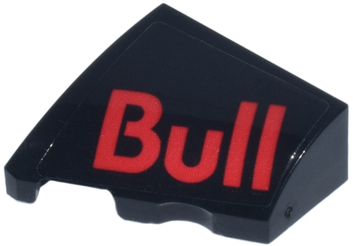 Lego Wedge 2 x 2 x 2/3 Left with Red 'Bull' Red Bull Logo Pattern (Sticker) - Set 77243