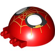 Lego Windscreen 6 x 6 x 3 Dome with Dual 2 Fingers with Spider-Man Face, Gold Webs Print