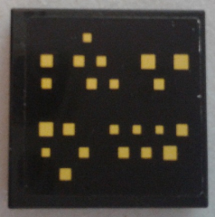 Lego Tile 2 x 2 with Yellow Squares (Windows) Pattern (Sticker) - Set 9515 / Black