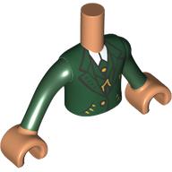 Lego Minidoll Torso Boy with Dark Green Jacket, Gold Decorations, Buttons, White Shirt print, Dark Green Arms, Nougat Hands / Nougat
