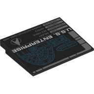 Lego Brick Sloped 10° 6 x 8 with 'U.S.S. Enterprise', BluePrint, Stats Print