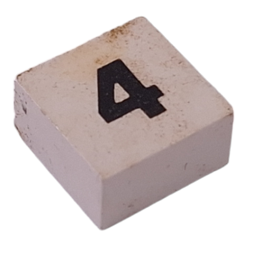 Lego Modulex Tile 2 x 2 with Small Black '4' Print, without Internal Supports