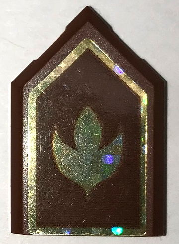 Lego Tile, Modified 2 x 3 Pentagonal with Holographic Arendelle Crest Flower and Border Pattern (Sticker) - Set 41167 / Reddish Brown