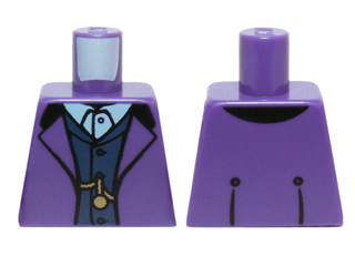 Lego Torso Suit Jacket over Dark Blue Vest and White Button Down Shirt with Gold Chain Watch Pattern / Dark Purple
