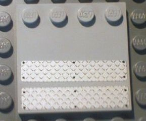 Lego Tile, Modified 4 x 4 with Studs on Edge with Black Rivets on Silver Tread Plates Pattern (Stickers) - Set 7945