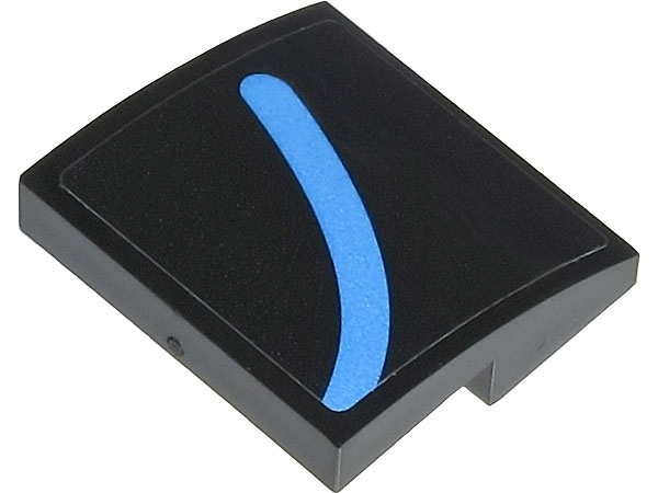 Lego Slope, Curved 2 x 2 x 2/3 with Medium Blue Curved Line Pattern Model Right Side (Sticker) - Set 76238