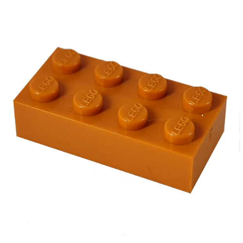 Lego Modulex Brick 2 x 4 with LEGO on Studs / Modulex Orange