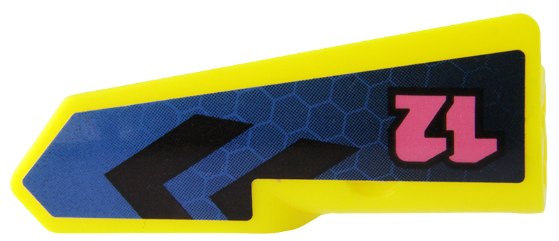Lego Technic, Panel Fairing #21 Very Small Smooth, Side B with Blue Honeycomb, Black Chevrons and Dark Pink '12' Pattern (Sticker) - Set 42164