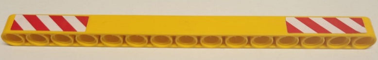 Lego Technic, Liftarm Thick 1 x 15 with Red and White Danger Stripes Pattern (Stickers) - Set 8421
