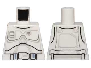 Lego Torso SW Mandalorian Armor Plates Detailed Pattern (White Boba Fett Concept Design) / White