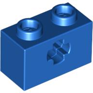Lego Technic Brick 1 x 2 with Axle Hole Type 1 [+ Opening] and Bottom Pin / Blue