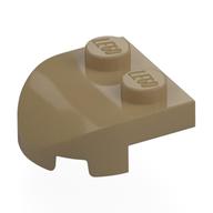 Lego Brick Wedged, Rounded 2 x 2 with Curved Front, 2 Studs / Dark Tan