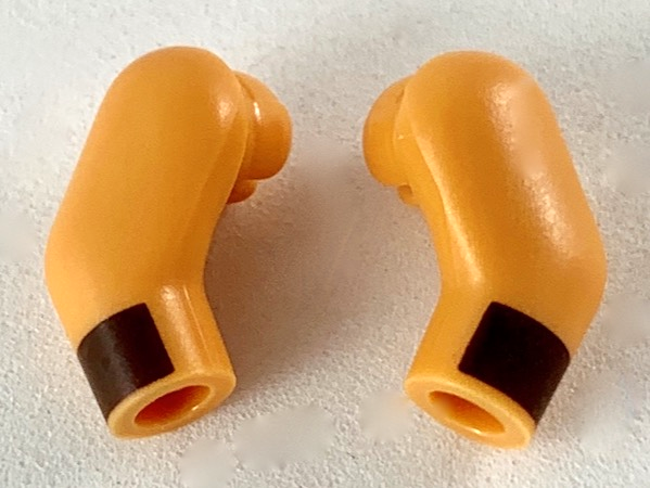 Lego Arm, (Matching Left and Right) Pair with Dark Brown Cuff Pattern / Nougat