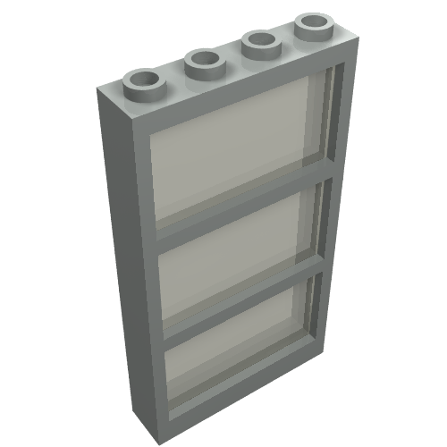 Lego Window 1 x 4 x 6 Frame with 3 Panes, Fixed Glass with Trans-Brown Glass / Light Gray