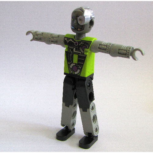 Lego Technic Figure Cyborg, Black Legs, Purple Armour, Mechanical Arms, Dark Gray Head, Cyborg Eyepiece / [No Color/Any Color]